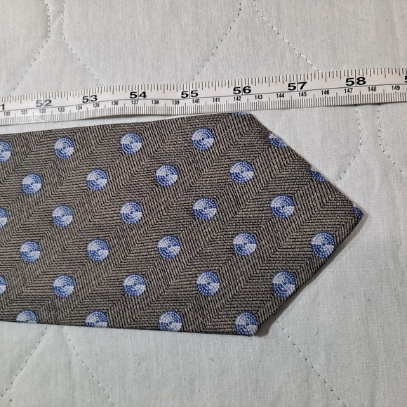 Calvin Klein Woven 💯 Silk Designer Necktie 58"x4" Gray w/ Blue Dots Made in USA - Picture 9 of 9